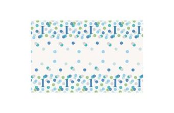 Ubrus 1. narozeniny modrý s puntíky - 137 x 213 cm