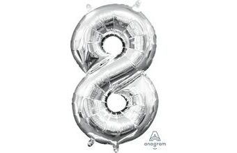 Amscan Balónek foliový narozeniny číslo 8 stříbrný 35cm x 20cm