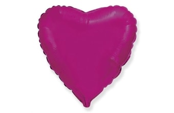 Balón foliový 45 cm Srdce tmavě růžové FUCHSIE