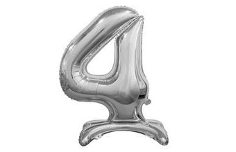 Balón foliový číslice STŘIBRNÁ na podstavci, 74 cm - 4