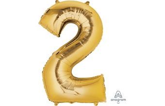 Balónek fóliový narozeniny číslo 2 zlatý 86cm