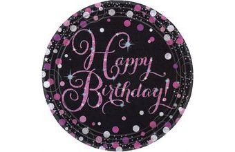 Talíře šťastné narozeniny pink 8 ks 23 cm