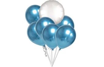 Balónky chromové modré a bílý kruh set