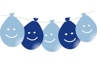 Balonky smajlík visící LED svítící 5ks mix modré