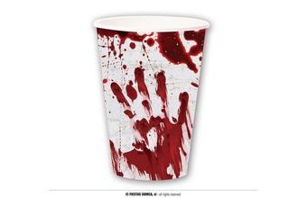 Papírové kelímky - krvavé otisky - Halloween - 6ks
