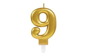 Svíčka číslo 9 zlatá Amscan