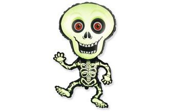 Balón foliový Skeleton - Kostra 82 cm - Halloween - černo-zelený