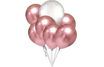 Balónky chromové růžovo-zlaté a bílý kruh set