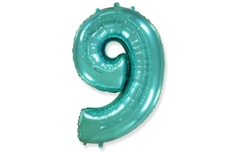 Balón foliový číslice tyrkysová (Tiffany) 115 cm - 9
