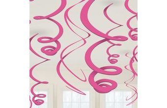 Závěsná dekorace růžová 12ks 55,8cm