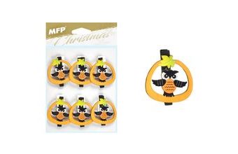 kolíček dřevěný halloween sova 6ks/4,8cm XC20191491 8885984