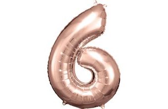 Balónek fóliový narozeniny číslo 6 růžovo-zlaté 86cm