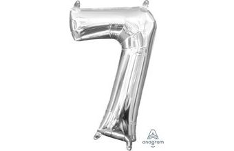Amscan Balónek foliový narozeniny číslo 7 stříbrný 35cm x 22cm