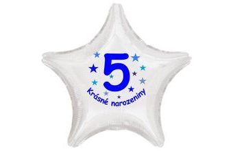 Krásné 5. narozeniny fóliový balónek hvězda pro kluky