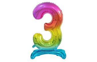 Balón foliový číslice DUHOVÁ na podstavci, 74 cm - 3