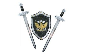 Sada rytířská, 2 meče se štítem