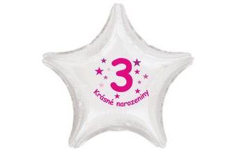 Krásné 3. narozeniny fóliový balónek hvězda pro holky