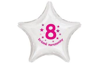 Krásné 8. narozeniny fóliový balónek hvězda pro holky