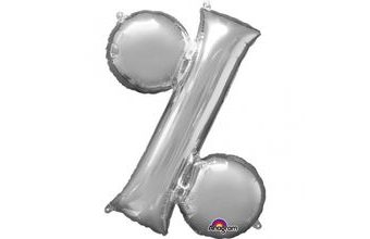 Symbol % stříbrné foliové balónky 33cm x 38cm