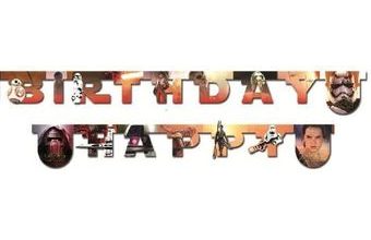 Banner - girlanda Star Wars Hvězdné války -- HAPPY Birthday - narozeniny - 210 cm