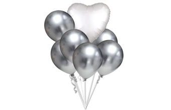 Balónky chromové stříbrné a bílé srdíčko set
