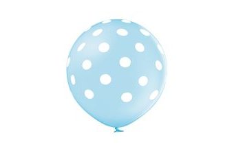 Balónek světle modrý s potiskem bílé tečky velký 60 cm