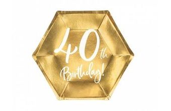 Papírové talíře 40 LET - zlaté - 20 cm, 6 ks