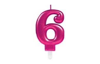 Svíčka číslo 6 růžová Amscan