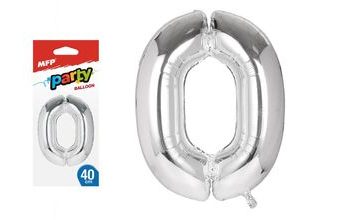 balónek č. 0 nafukovací fóliový 40 cm - stříbrný 8000133