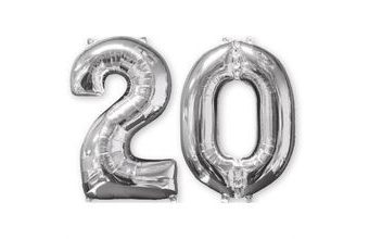 Balónky fóliové narozeniny číslo 20 stříbrna 66 cm