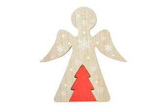 dekorace Anděl dřevo MDF hnědý 19x17x1,8cm JK-1824B 8886246