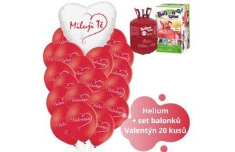 Helium set - červené balónky Miluji Tě a Valentýn 20 ks