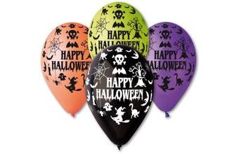 Balónky pastelové Happy Halloween - mix barev - 30 cm (5 ks)