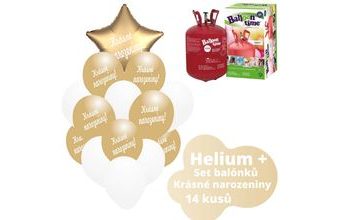 Helium set - zlaté balónky KRÁSNÉ NAROZENINY