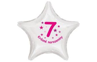 Krásné 7. narozeniny fóliový balónek hvězda pro holky