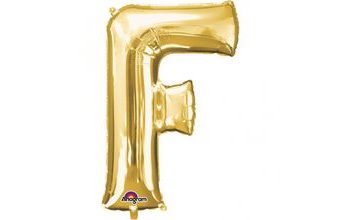 Písmeno F zlatý foliový balónek 33 cm x 20 cm