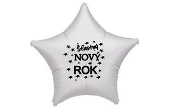 Balónek fóliový Šťastný NOVÝ ROK stříbrná hvězda
