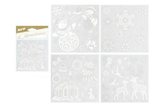 samolepky vánoční se stříbrným glitrem 180x180mm 8882327