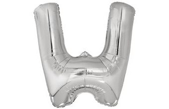 Písmeno W stříbrné foliový balónek 86 cm Amscan