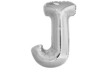 Písmeno J stříbrný foliový balónek 86 cm Amscan