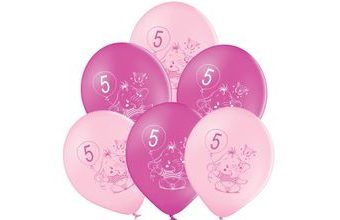 Balónky 5.narozeniny růžový slon 6 ks