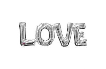 LOVE foliový balónek stříbrný 63cm x 22cm