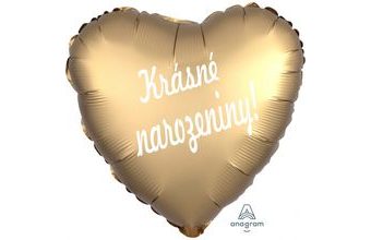 Balónek fóliové srdíčko zlaté Krásné narozeniny!