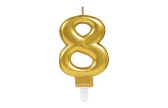 Svíčka číslo 8 zlatá