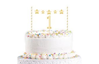 Dekorace na dort 1. narozeniny zlatá 19 cm Amscan