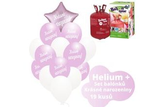 Helium set - světlerůžové balónky KRÁSNÉ NAROZENINY