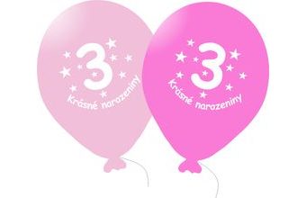 Balónek růžový KRÁSNÉ NAROZENINY číslo 3 - 5 ks