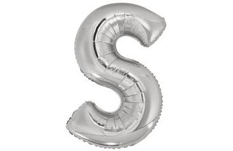 Písmeno S stříbrné foliový balónek 86 cm Amscam