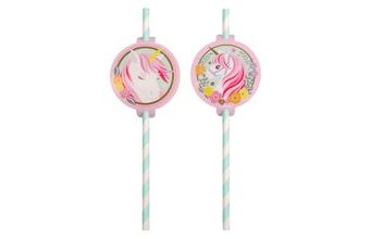 Jednorožec papírové slámky na pití 8 ks