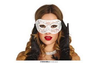 Škraboška bílá - krajka